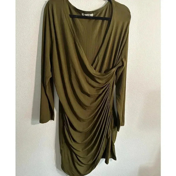 Grace Karin Cinched Olive Long Sleeve Dress XXL - Picture 3 of 10